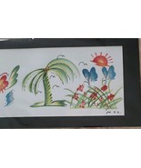 N.Y.C. ~ Matted ~ Multi Water Colored Print ~ Butterflies, Palm Trees, e... - $29.92