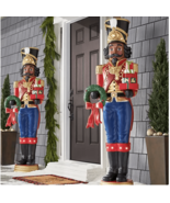 Pair of Life-Size 6&#39; Multicultural Nutcracker with LED Lights &amp; Music - £1,362.19 GBP