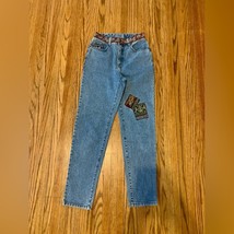 VTG 90s The Limited Jeans 10 Patchwork High Rise Straight Leg Medieval Silk flor - $20.40