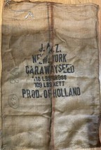 Large Antique Burlap Caraway Seed Sack New York J. A. Z. Holland - £7.46 GBP