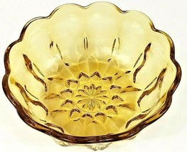 Amber Scalloped Rim Petal Pattern Bowl W/Starburst 6&quot; x 2 1/2&quot; - $11.95