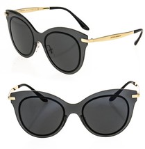 Dolce &amp; Gabbana 2172 Black Gold Rimless Butterfly Metal Runway Sunglasses DG2172 - £211.25 GBP