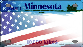 Minnesota with American Flag Novelty Mini Metal License Plate Tag - $14.95