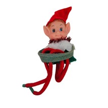 Vintage Knee Hugger Pixie Elf Rubber Face Long Legs Christmas Decor - £19.66 GBP