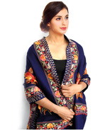 Women Aari Kashmiri Blue Stole Ethnic Flower Embroidered Wool Shawl Cash... - $79.00