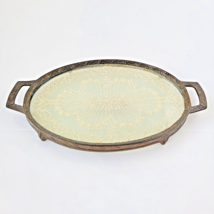 1920s Art Deco Vanity Perfume Dresser Glass Over Antique Lace Footed Tra... - $48.21