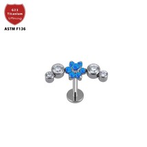 G23 Titanium ASTM F136 Flower Star Shape Cartilage Earrings Helix Piercing Jewel - £10.32 GBP