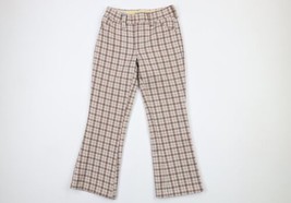 Vintage 70s Boys 26x25 Knit Flared Wide Leg Bell Bottoms Chino Pants Pla... - £46.40 GBP