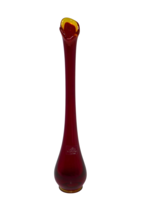 Viking Glass MCM Ruby Red Amberina Swung 12&quot; Vase - $58.79