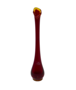 Viking Glass MCM Ruby Red Amberina Swung 12&quot; Vase - $58.79