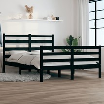 Bed Frame Solid Wood Pine 120x200 cm Black - £95.72 GBP