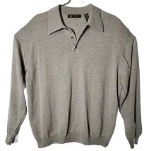 Principe Men L Long Sleeve Gray 100% Merino Wool Italy Made Polo Sweater - $31.07