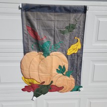 Fall Pumpkins Double Sided Glitter Thread Appliqued Garden Flag Decor  4... - $14.49