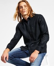 Inc Men&#39;s Classic-Fit Long Sleeve Zip-Pocket Shirt Black Size XS - £24.21 GBP