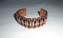 Renoir Mid Century Copper &amp; Black Enamel Cuff Bracelet 1950s - £31.29 GBP
