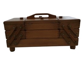 Vintage Wood Accordion Fold Out Sewing Box Basket Dove Tailed Drawer Rom... - $1,551.96 MXN