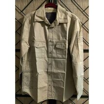 Mens Khaki Long Sleeve Button Down Shirt Script Print Casual Top Size Large - $14.85
