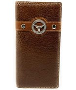 Texas Western Men&#39;s RFID Genuine Leather Longhorn Bifold Long Wallet - £23.44 GBP