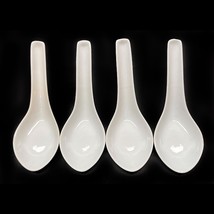 4 Asian Rice Soup Spoons Porcelain White Vintage The People Republic of China - $11.85