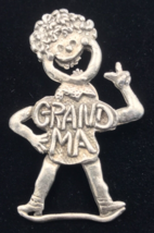 Vintage LC Pewter Grandma Lapel Brooch Pin of Young Boy Child 1.5&quot; x 2.25&quot; - £11.05 GBP