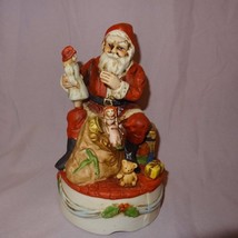 Santa Claus Figurine Christmas Vintage Dolls Teddy Bear 7&quot; Ceramic - £11.98 GBP