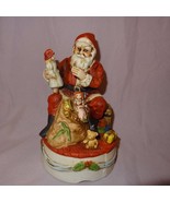 Santa Claus Figurine Christmas Vintage Dolls Teddy Bear 7&quot; Ceramic - £11.79 GBP