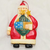 Santa Claus Holding Two Stars Ornament Resin 5&quot; Christmas Midwest Cannon Falls - £19.41 GBP