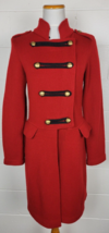 Vtg Ralph Lauren Womens Military Style Red Knit Sweater Coat Lambs Wool Small - £70.08 GBP