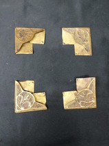 1800s Hand-made Punched Brass Floral Tulip Design Photo Picture Corners ... - $29.63