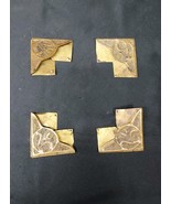 1800s Hand-made Punched Brass Floral Tulip Design Photo Picture Corners ... - $40.34 CAD