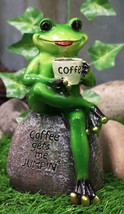 Ebros Lipstick Lady Toad Frog Drinking Coffee Mug While Sitting On Rock ... - $21.99