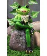 Ebros Lipstick Lady Toad Frog Drinking Coffee Mug While Sitting On Rock ... - $30.06 CAD