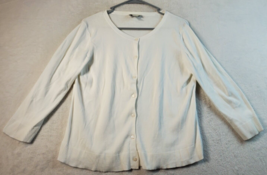 LOFT Cardigan Sweater Womens Large White Knit Long Raglan Sleeve Button Front - $20.29