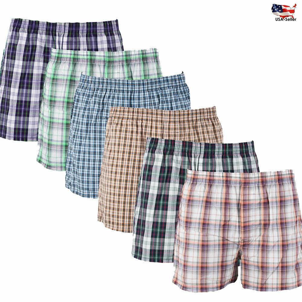 #1 Mens Boxer Plaid Shorts Panties Underwear Cotton Briefs Pairs Lot Pack 3pcs