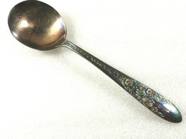 Vintage 1937 National Silver Co Rose and Leaf  Gumbo Cream Soup Spoon   - £16.58 GBP