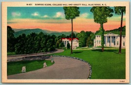 Sunrise Scene College Hall Abbott Hall Blue Ridge NC UNP Linen Postcard I1 - £2.29 GBP