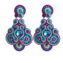 Vintage Soutache Handmade Sales Earrings For Women Dangle Charms Accessories Boh - £20.36 GBP