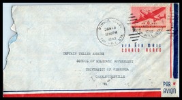 1943 US Air Mail Cover - Denver, CO to University Virginia, Charlottesville L16 - £2.33 GBP