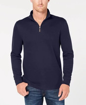 Club Room Men&#39;s Quarter-Zip French Rib Pullover Navy Blue-Small - £18.35 GBP