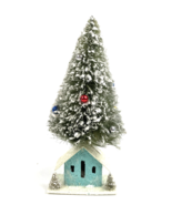 Christmas Bethany Lowe Bottle Brush Tree Putz Style Glitter House Glass ... - $35.00