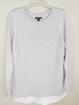 Hilary Radley Women Gray Pullover Sweater Textured Stripe Long Sleeves S... - $14.99