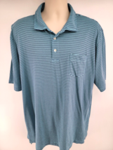 Peter Millar Golf Polo Shirt Size XXL Blue Striped Pima Cotton  - £18.51 GBP