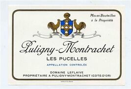 Puligny Montrachet Les Pucelles Wine Label Domaine Leflaive 1960's - $9.90