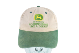 Vintage Distressed John Deere Spell Out Nothing Runs Like A Deere Dad Hat Beige - $29.65