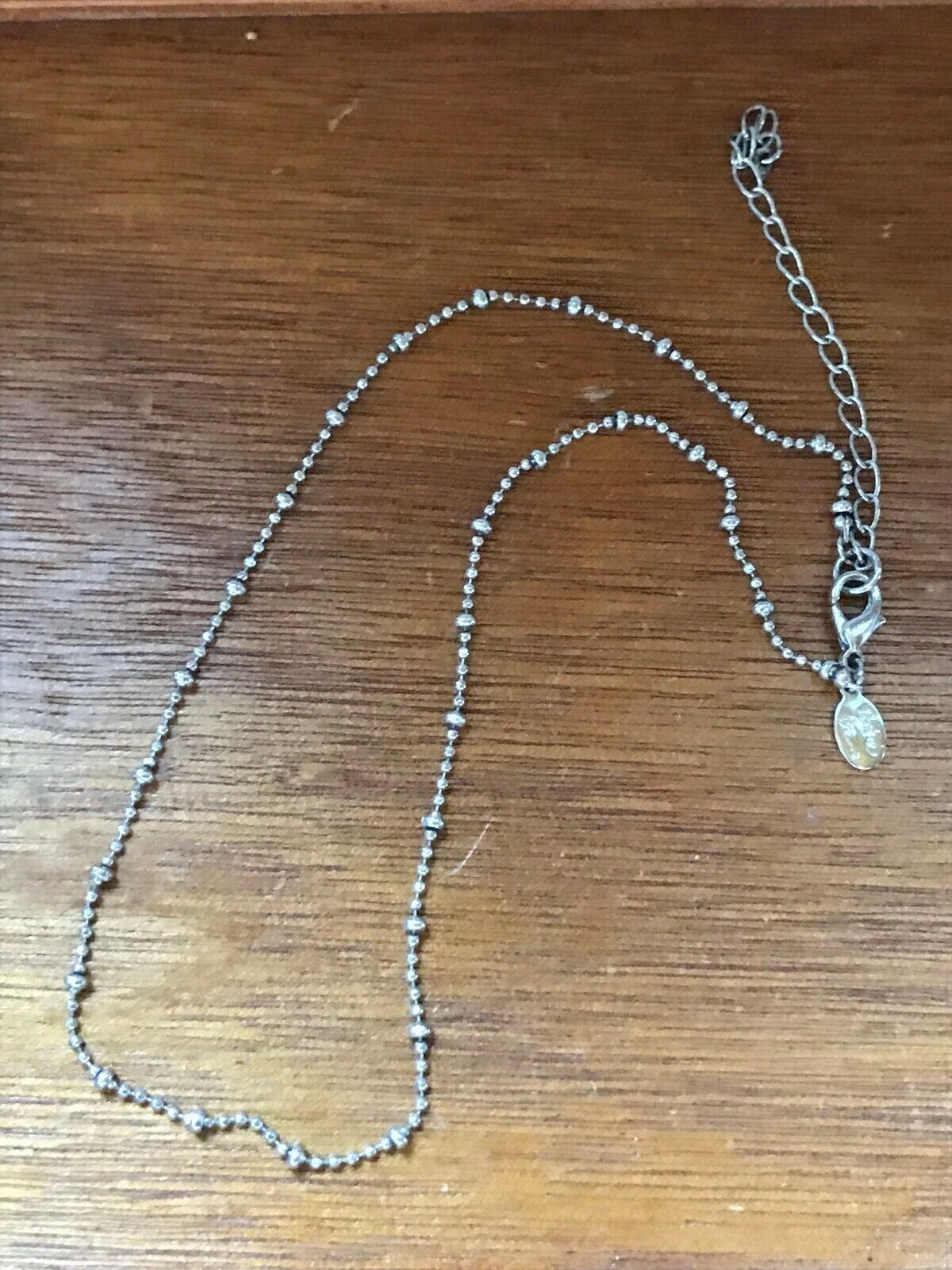 Estate Cookie Lee Signed Dainty Small with Large Silvertone Bead Necklace –  - $12.19