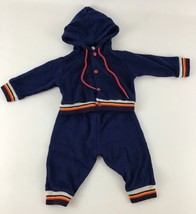 Vintage Baby Sweatsuit Jogging Set 0-3 mo. 2 pc set 1980’s Blue Bright Stripes - £15.44 GBP