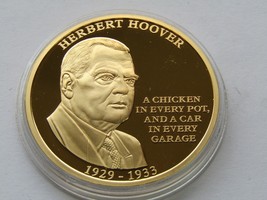 American Mint Presidents of the Republican Party Herbert Hoover Layered 24k Gold - £19.48 GBP