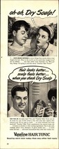Vaseline Hair Tonic 1946 Vtg PRINT AD 5x13 Dry Scalp Tennis Love Means Nothing - £19.27 GBP