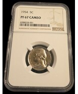 1954 P JEFFERSON NICKEL, NGC PF 67 CAMEO - $992.26 MXN
