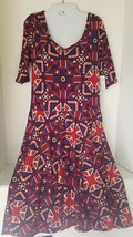 Lularoe NWT Nicole patriotic red blue purple Geometric Print Dress Size large - £18.82 GBP